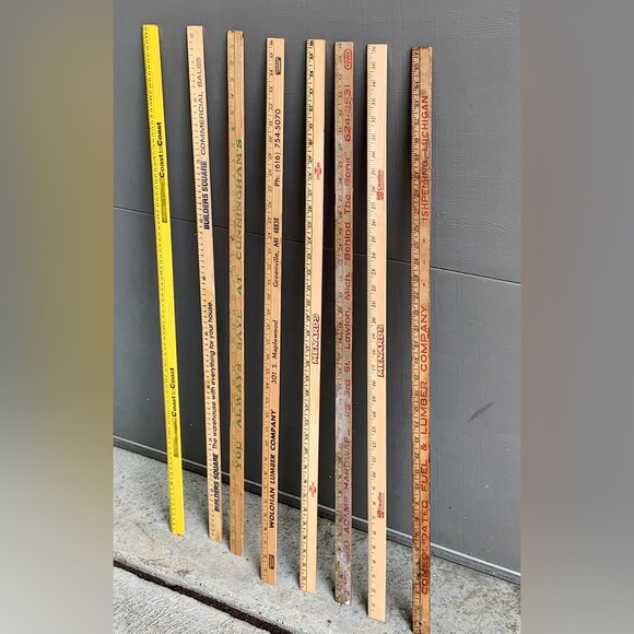 (Lot of 8) Vtg Assorted Business Antique Advertising Wooden Measuring Yardsticks - Picture 5 of 10